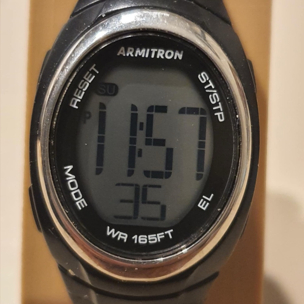10/$20 Armitron Pro Sport Silver/Black Digital Alarm Chrono Women's Watch